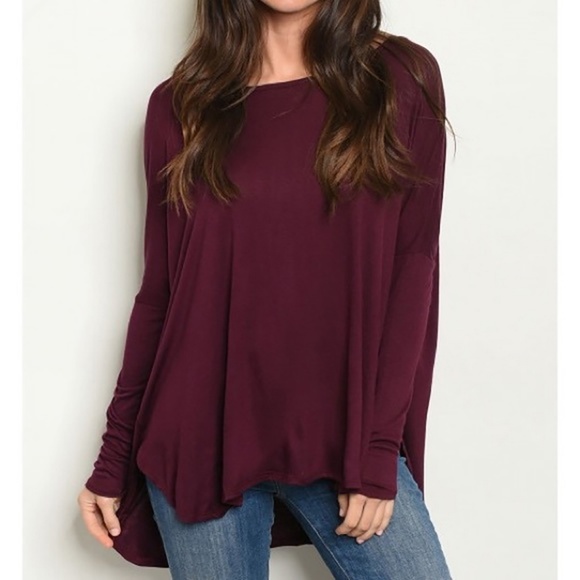 SOFT LIGHTWEIGHT TUNIC TOP IN PLUM - Picture 2 of 3